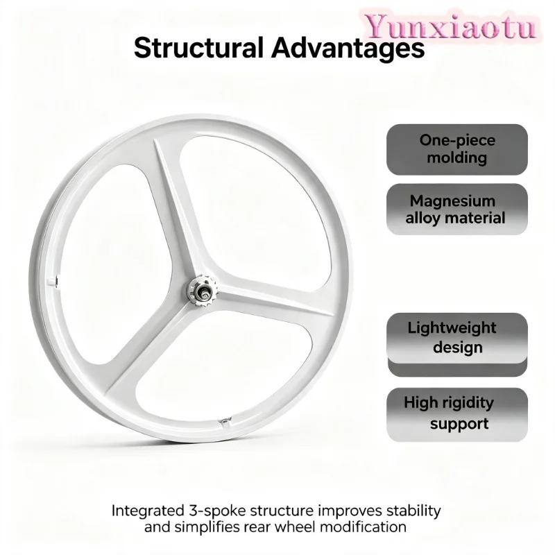 700C Fixed Gear 3‑Spoke Integrated Bicycle Wheel Set One‑Piece Mag Wheel Front Rear Wheel for Fixie Bike