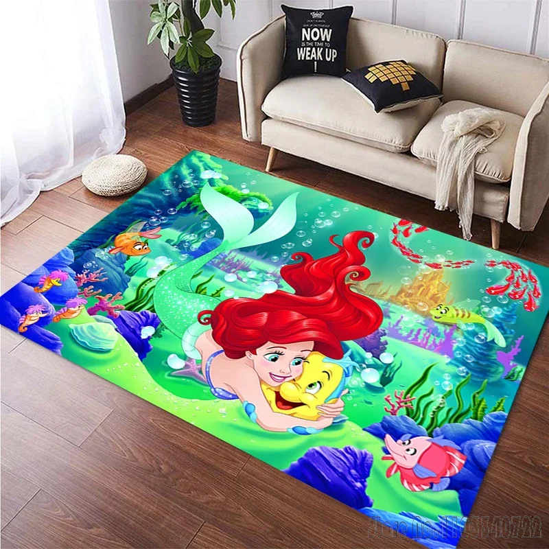 Disney Little Mermaid Ariel Princess Cartoon Rug Carpets 120x160cm Decor for Living Room Bedroom Sofa Bathroom Kids Floor Mat