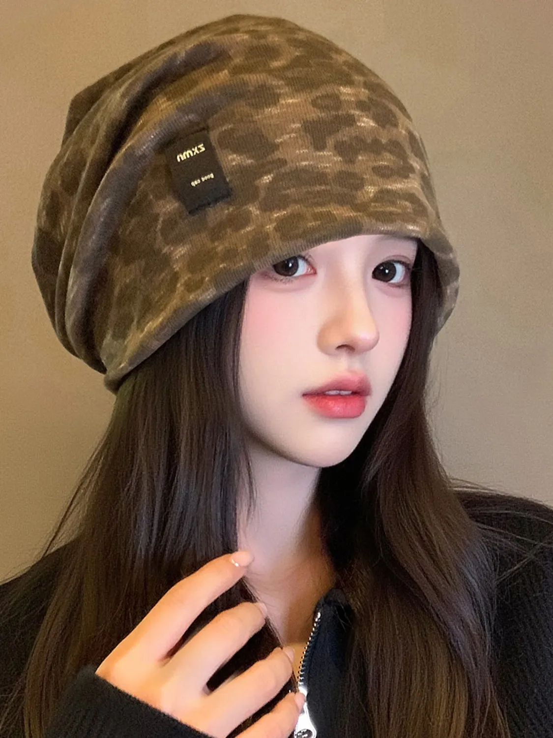 rouje-dsyle-vintage-leopard-print-brown-oversized-women's-hat-face-slimming-loose-head-covering-casual-spring-fashion