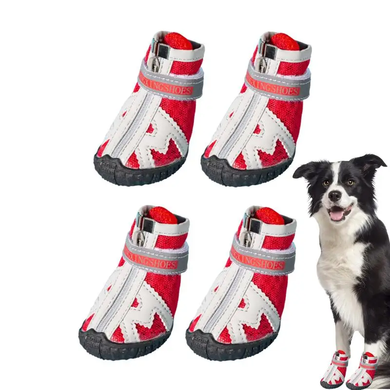 Respirável Anti-Slip Dog Boots, Paw Protector, Rugged Rubber Sole, Botas de verão, 4pcs, 5 tamanhos