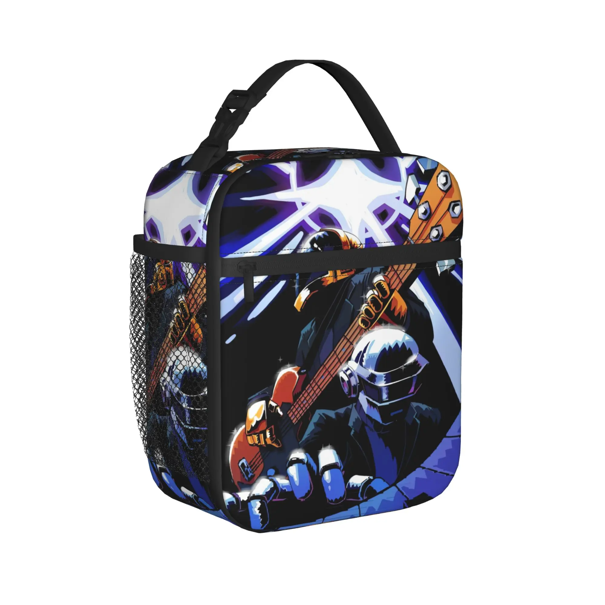 Daft Punk Electronic Music Lunch Bag  Portable Zipper Lunch Box Girls School Print Cooler Bag Casual Oxford Thermal Lunch Bags