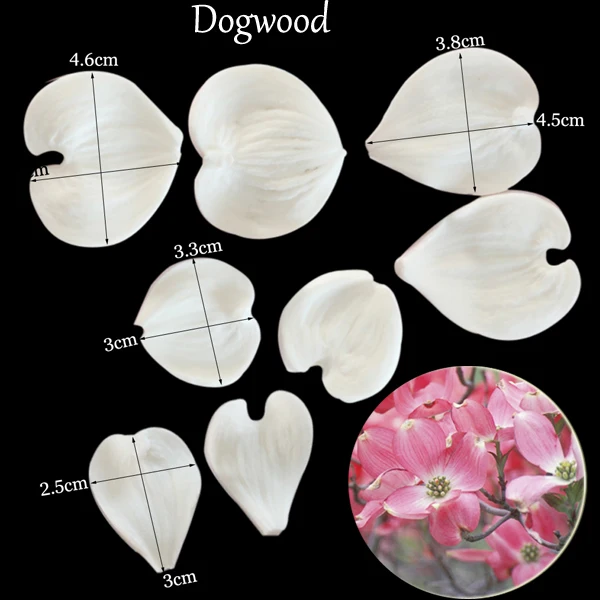 Dogwood Flower Petals Silicone Veiner Molds Sugarcraft Cold Porcelain Marshmallow Cupcake Mould Earring Decorating Tools m2177
