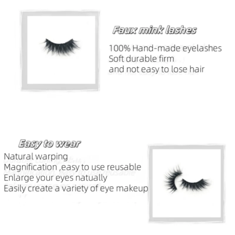 5D 濃密でドラマチックなアイラインを作るナチュラルなロングフェイクミンクまつげ、ステージメイク、誇張、カスタム倍率対応