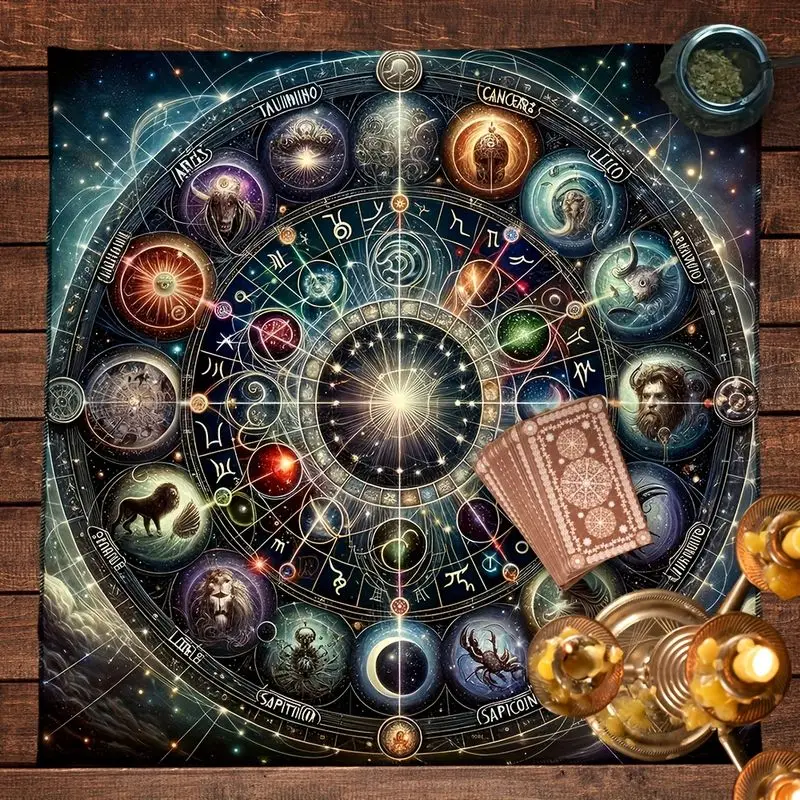 VIKAMA Infinite Symbol Tree of Life Tarot Tablecloth, Mystical Divination Altar Cloth Ritual for Spiritual Room Decor