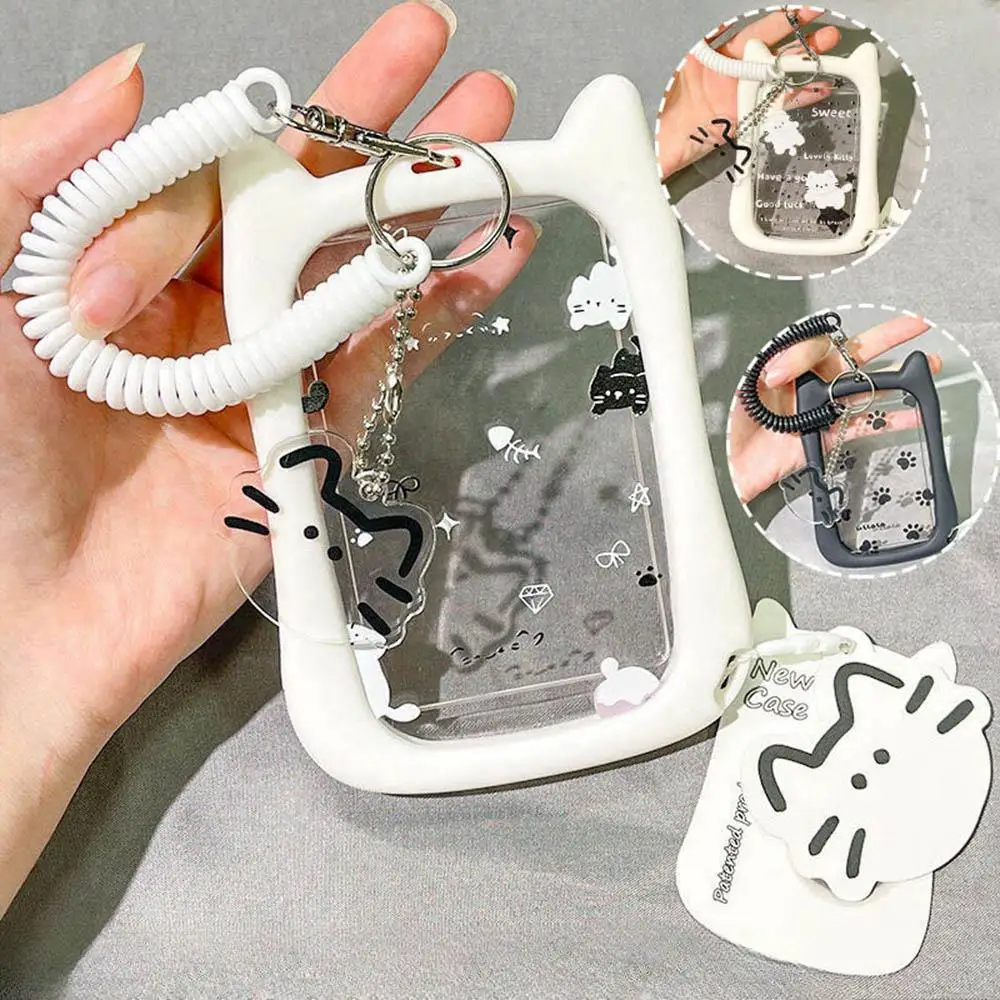 Cartoon Katze Ohr Karte Halter Mädchen 3-Zoll Idol Foto Lagerung Clip Student Bus Karte Student ID Karte Halter schlüsselbund Schreibwaren
