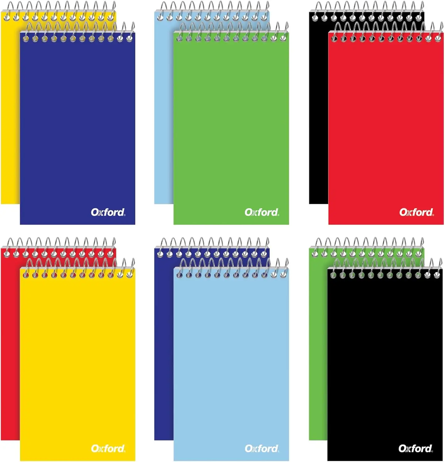 

Блокноты Oxford Spiral Memo Pads, с верхним проволочным переплетом, карманные, 3x5 дюймов, в линейку, 6 цветов, 75 листов, 12 штук в упаковке