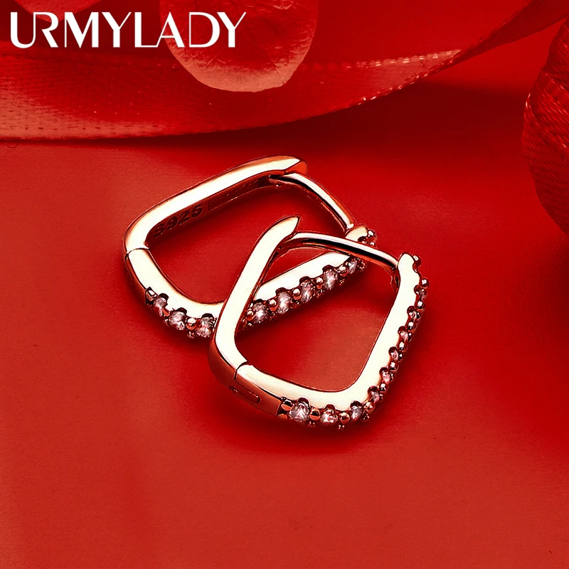 

URMYLADY стерлингового серебра 925 пробы, элегантные серьги-клипсы с цирконом для женщин, роскошные свадебные помолвки, вечерние модные очаровательные ювелирные изделия