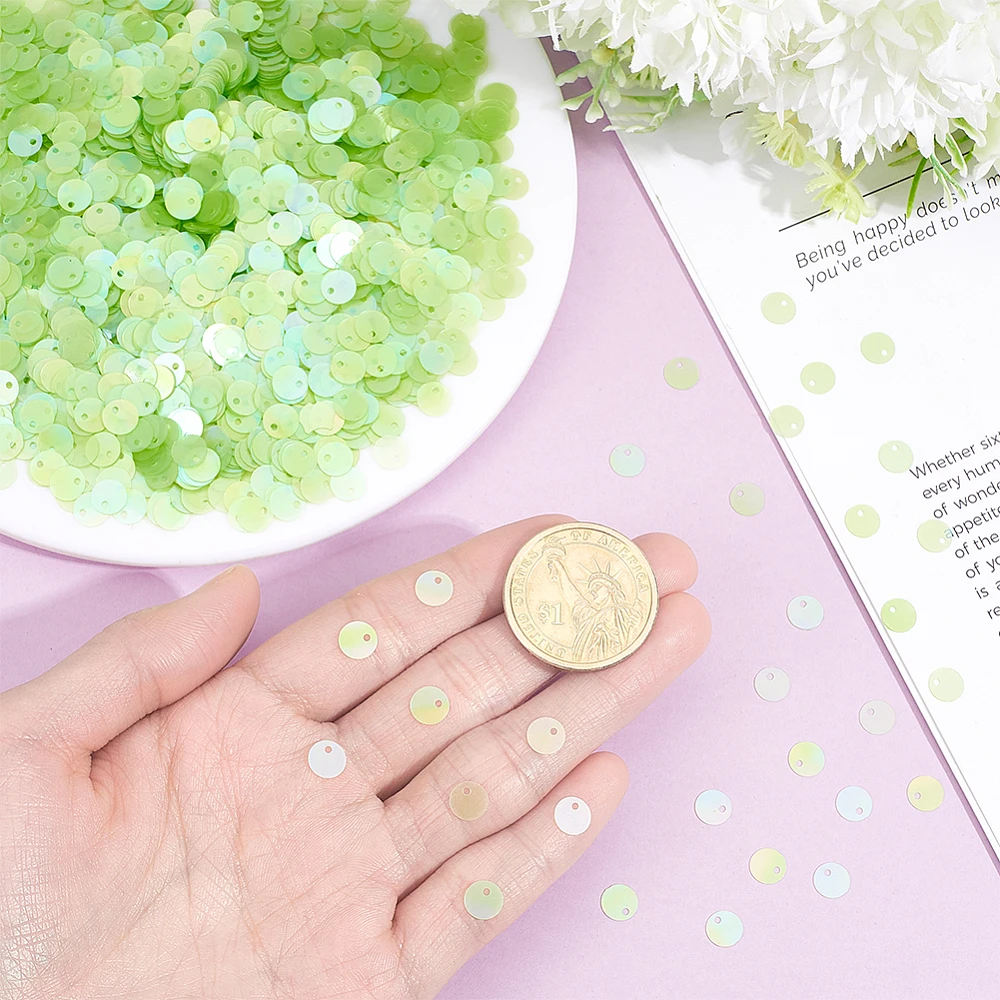 2400Pcs 6mm Flat Round Sequins for Crafts PVC Loose Sequin and Spangles Loose Paillette Craft Sewing Sequin Bulk Decorative Flat