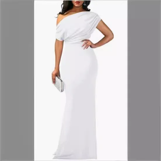 

White Summer Sexy Dress New European and American Solid Color Sexy Fashion Long Dresses for Women