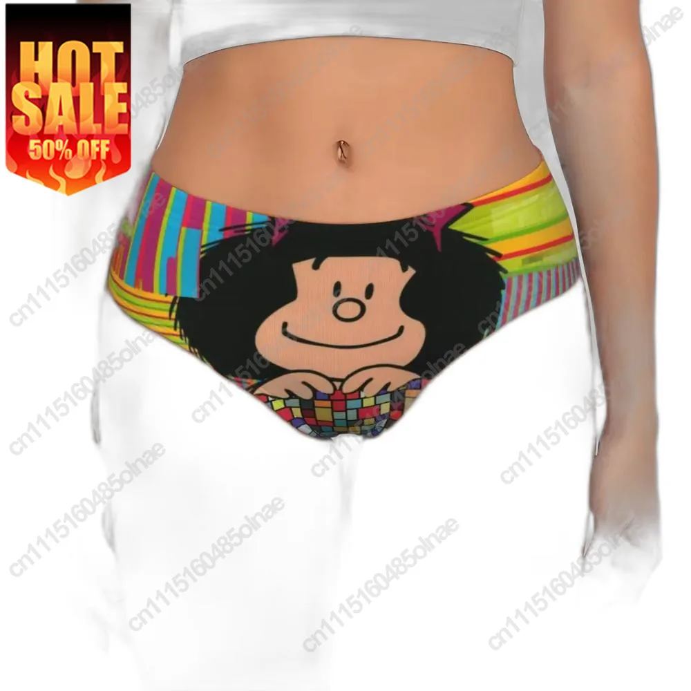 Custom Womens Cartoom Manga Mafalda Panties Breathable Briefs Underwear Valentine's Day Sock Gifts Underpants