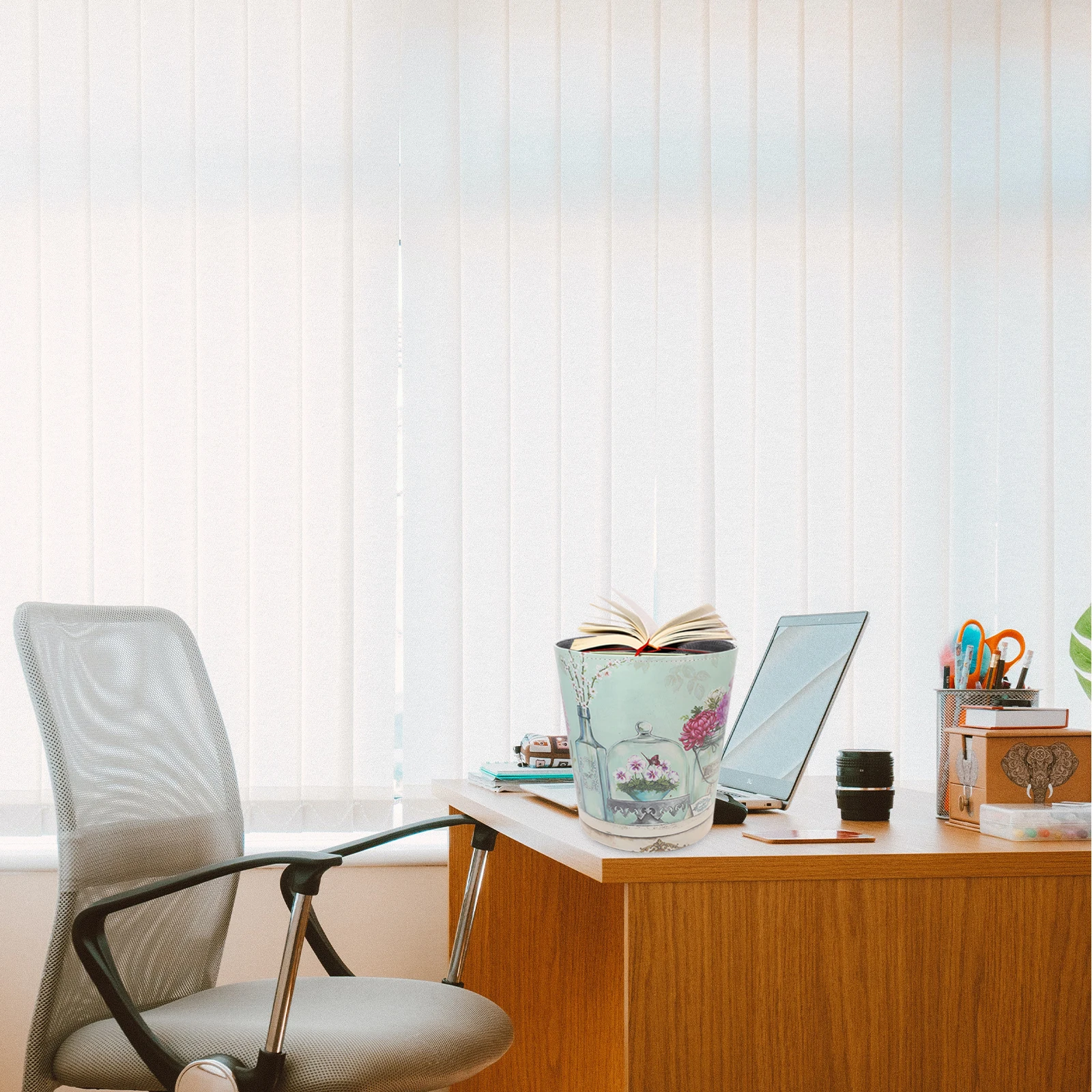 

Trash Can Vintage Pu Waste Container Decorative Storage Bucket For Home Office Hotel Multi-Function Garbage Bin