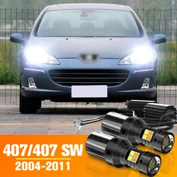 2pcs LED Dual Mode Turn Signal+Daytime Running Light DRL For Peugeot 407 SW Accessories Bulb 2004-2011 2005 2006 2007 2008 2009