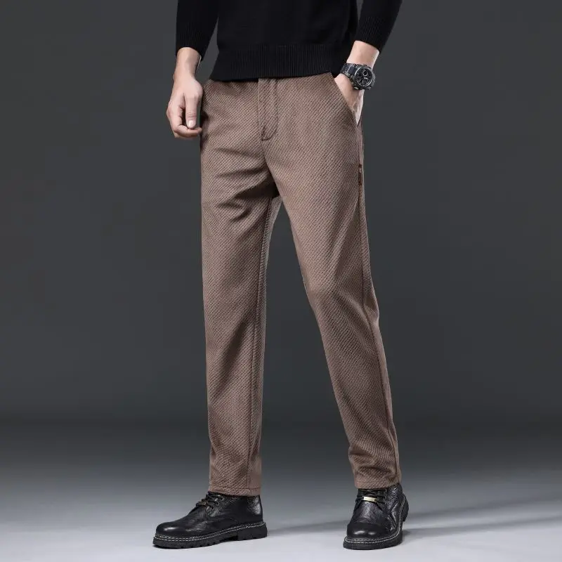Spring and Autumn Business Casual Pants Men's Slim-fit Fashion Warm Outer Wear Spring and Autumn Long Pants Baggy Sweatpants