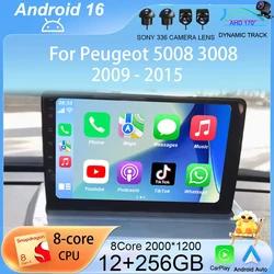 Wireless Carplay Auto Car Radio Android 16 For Peugeot 5008 3008 2009-2015 Audio GPS Navigation Multimedia Video Player Stereo