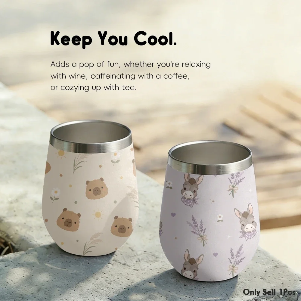 Neutral Boho Baby Animal Vacuum Flasks 12oz Insulated Stainless Steel Mug with Lid Double Wall Vacuum Coffee Cup Travel Tumbler