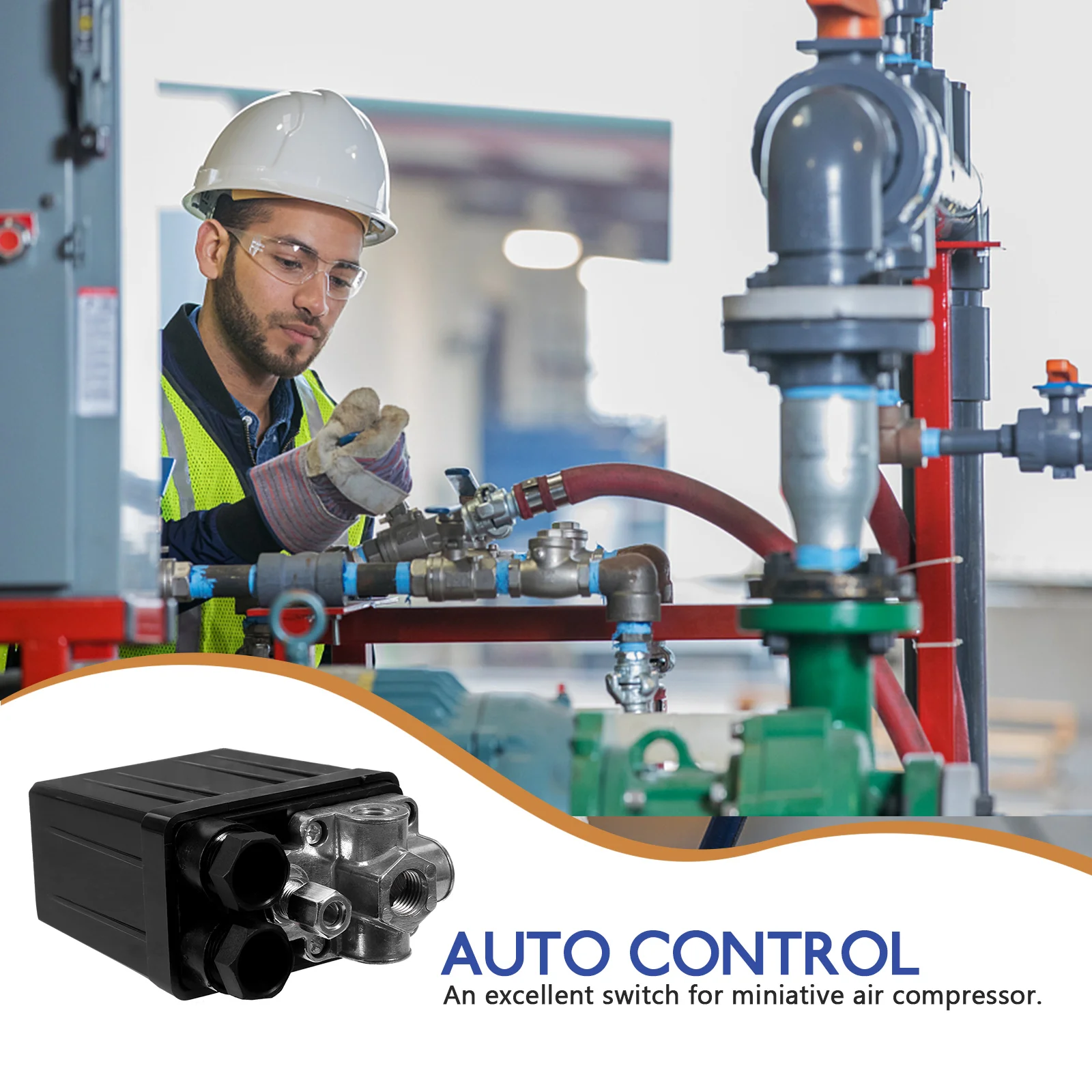 

240V Air Compressor Pressure Switch Control Valve 90 120 PSI Replacement Easy Install Energy Saving Unload Pressure