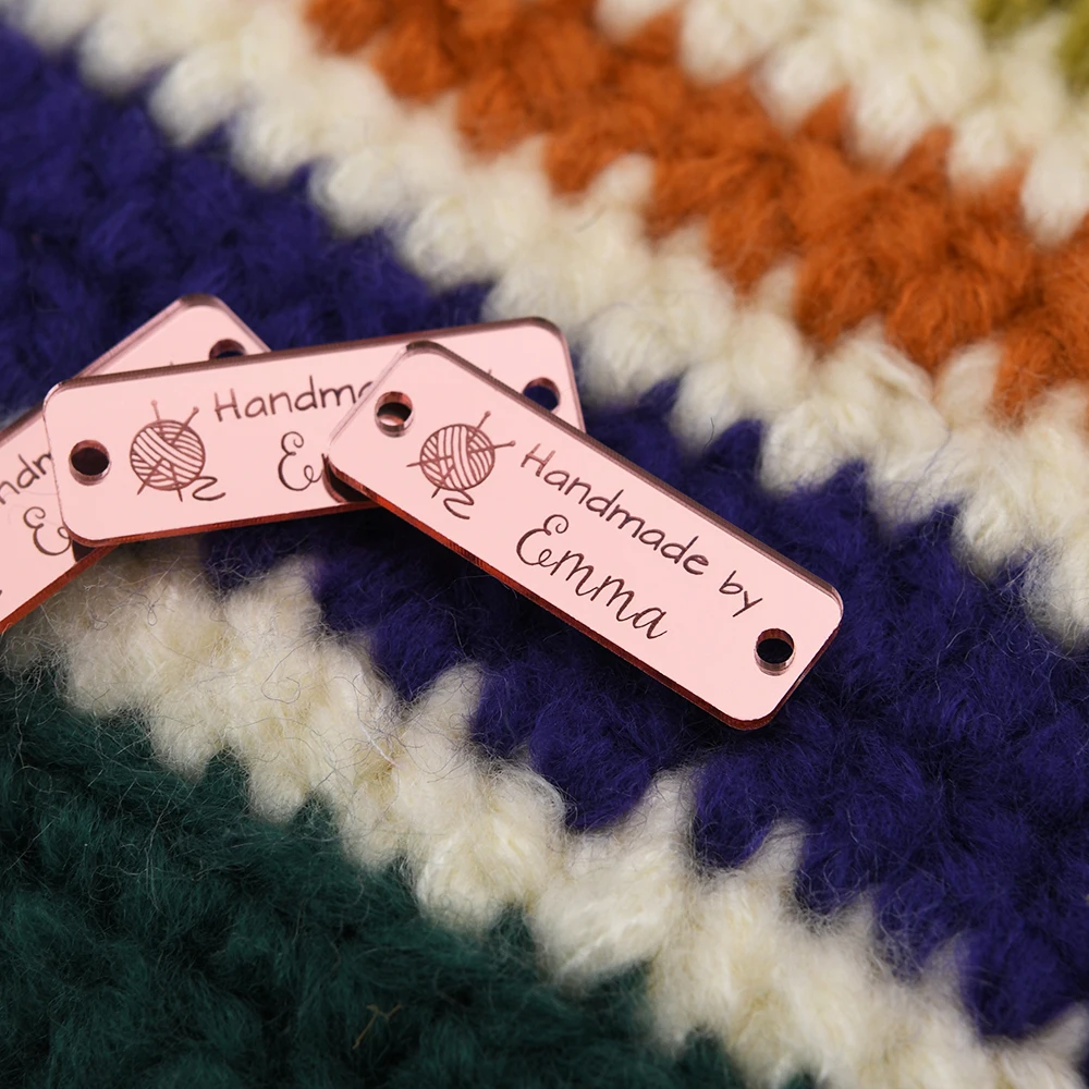 

Custom Mirror Acrylic Tags 0.49"x1.50" Laser Engraved Eco-Friendly Personalized For DIY Crafts Clothing