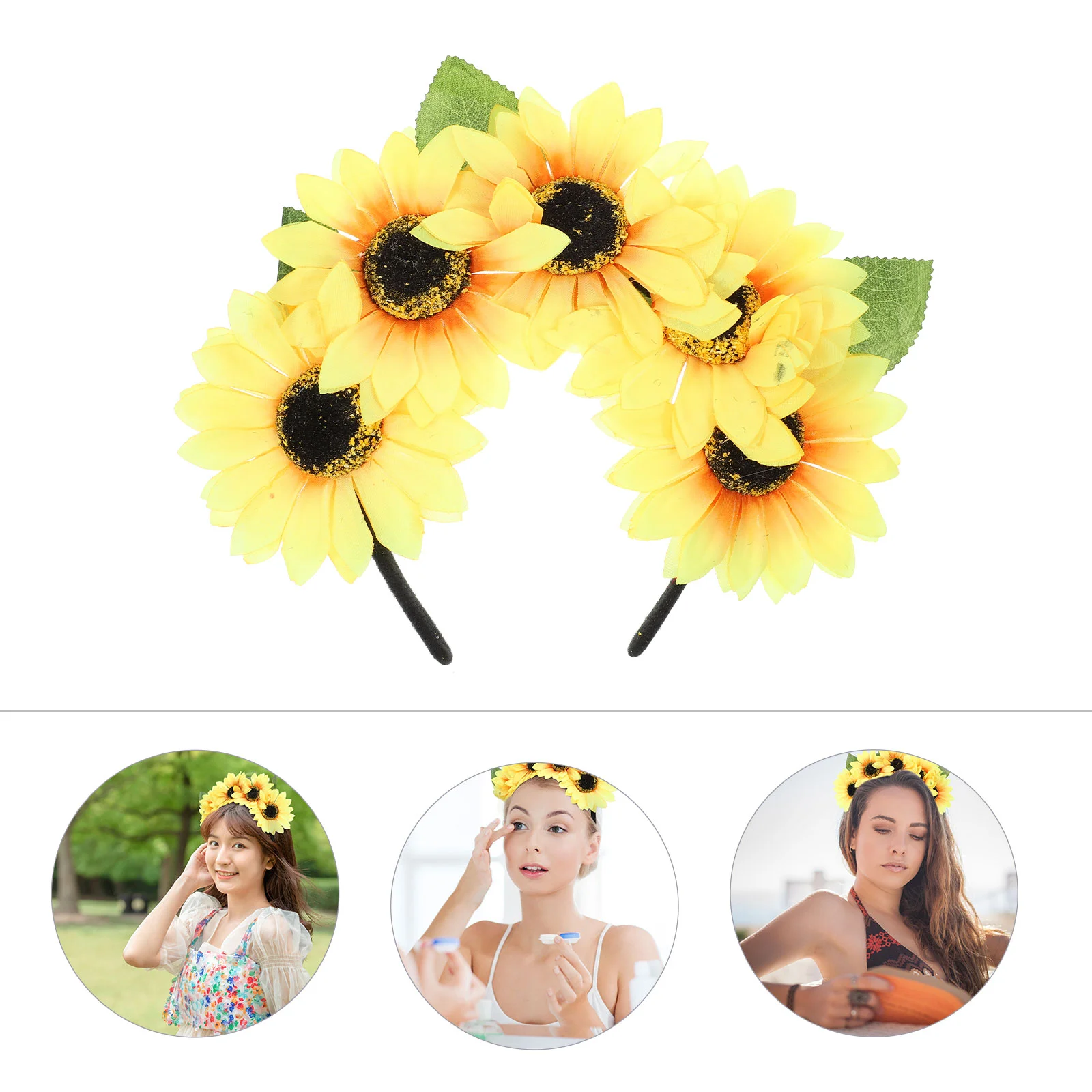 

Women Floral Headband Sunflower Hair Crown Decorative Hair Band Hair Clasp wedding Festival Party headware hairdressing supplies