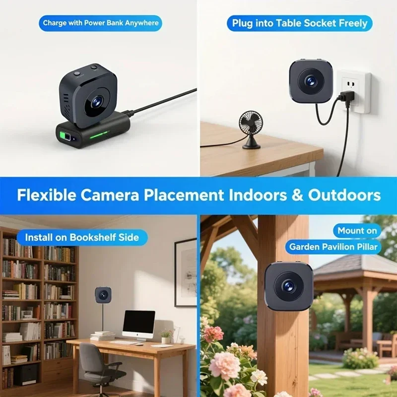 Lenovo New Mini 4K Security Camera Full HD WiFi Surveillance Cam 2-way Audio Motion Detection Infrared Night Vision Home Monitor