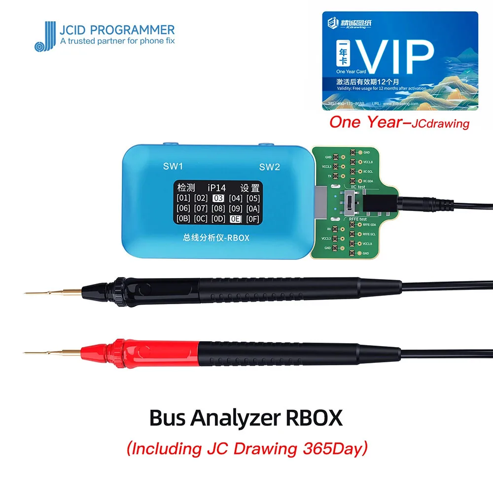 

JCID RBOX Bus Analyzer For iPhone Android JC Drawing Diagram Quick Positioning Motherboard Signal Partial Faults Detection Tool