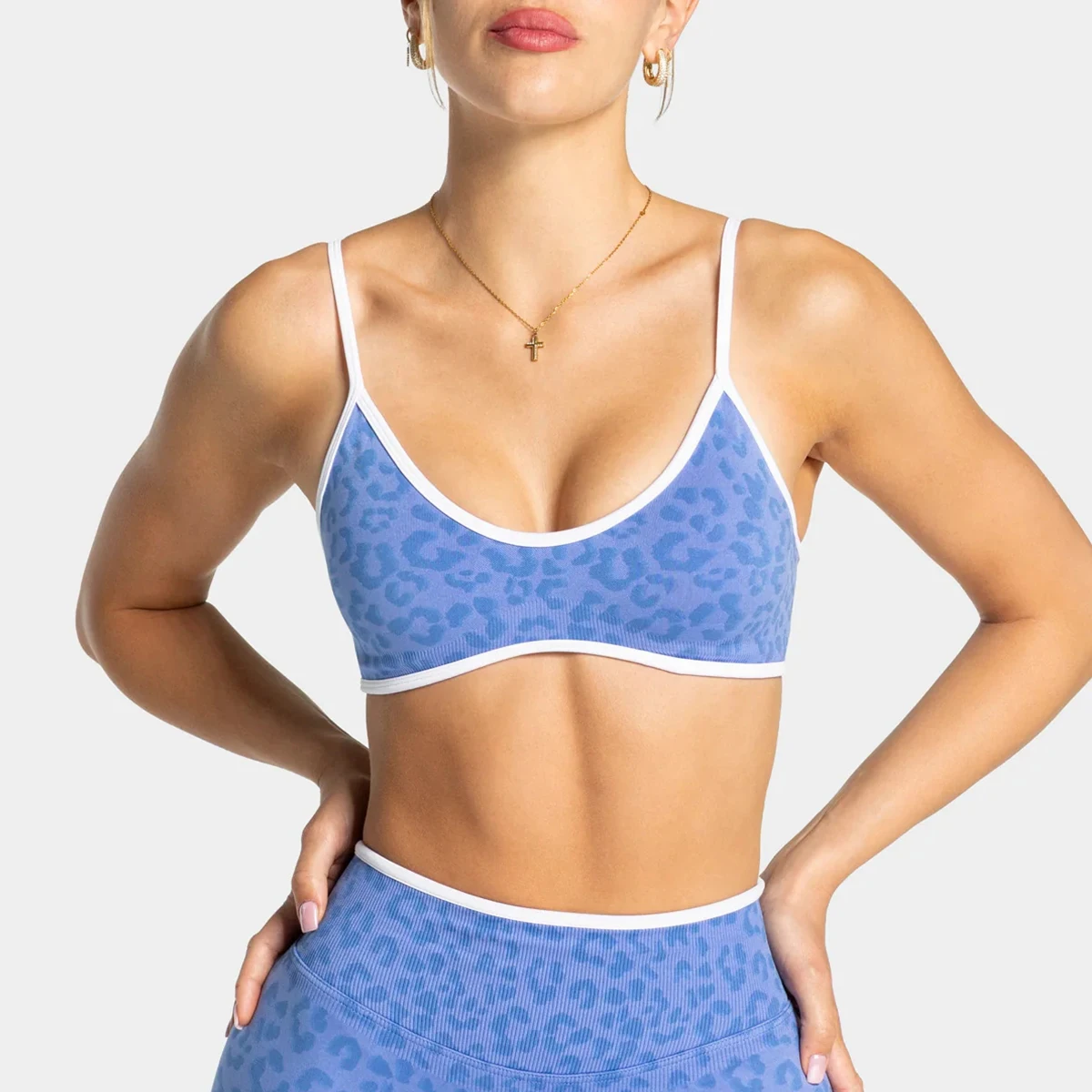 Cross Border Women Leopard Pattern Sports Bra Vest Soft Comfortable Yoga Training Gym Shockproof Workout Top