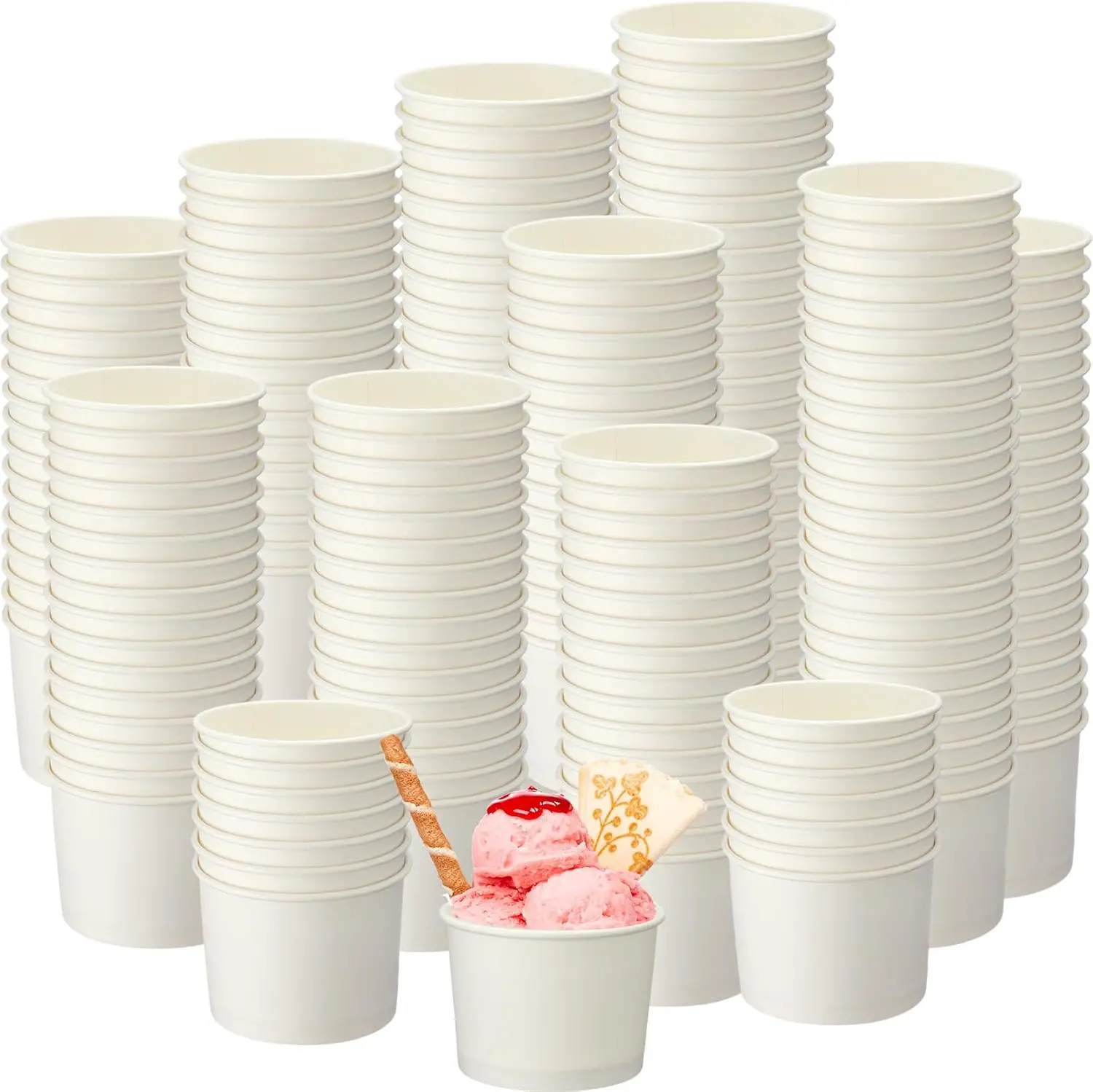 

400 Pack 150 ml/ 5 oz White Ice Cream Cups for Party Small Ice Cream Cups Disposable Treat Paper Cups Dessert Snacks Sun