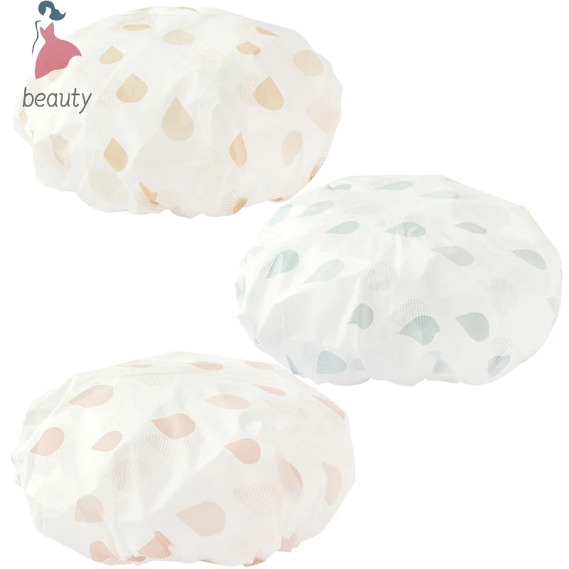 Gorro de baño con estampado de lazo para mujer, gorro de baño grueso, resistente al agua y con humo de aceite, suministros de peluquería para Spa, accesorios de baño, 1 piezas