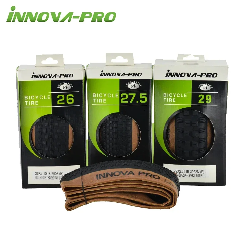 INNOVA 26/27.5/29 inch MTB Mountain Bicycle Folding Tire 29x1.95/2.1/2.35/2.40 Brown Edge Color Anti-slip 120TPI 60TPI Bike Tire