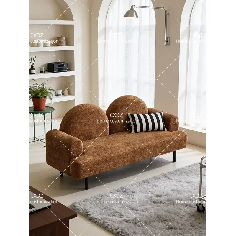 Medieval Style Fabric Sofa Straight Row Double Seater Compact Leisure Couch for Living Room Small Apartment BNB Clothing