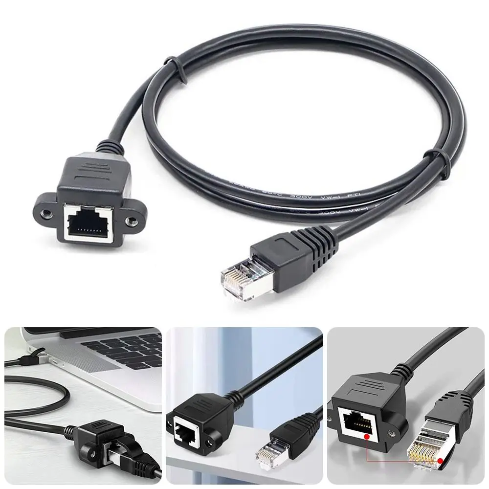 Professional 8Pin Male to Female RJ45 Cable Screw Mount CAT5 Ethernet Extender Universal LAN Network Extender Network Extension