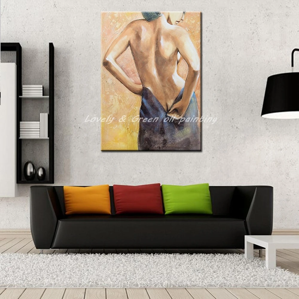 Mintura Hand-Painted Canvas,Pop Art Sexy Naked Girl Oil Paintings Modern Abstract Wall Pictures For Living Room Hotel Decoration