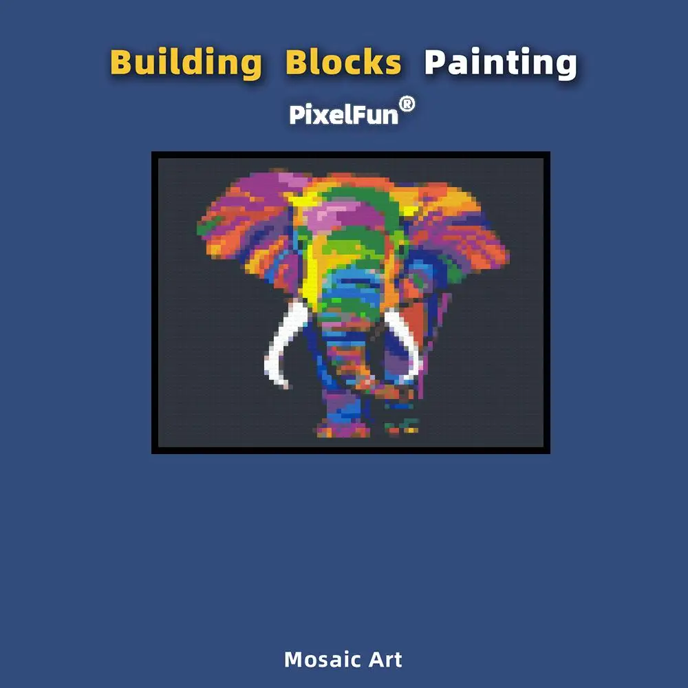 

Elephant Animal Photo Custom Pixel Art Mosaic Painting Design Creative S027 DIY Building Block Decoration Creative Mural Gift