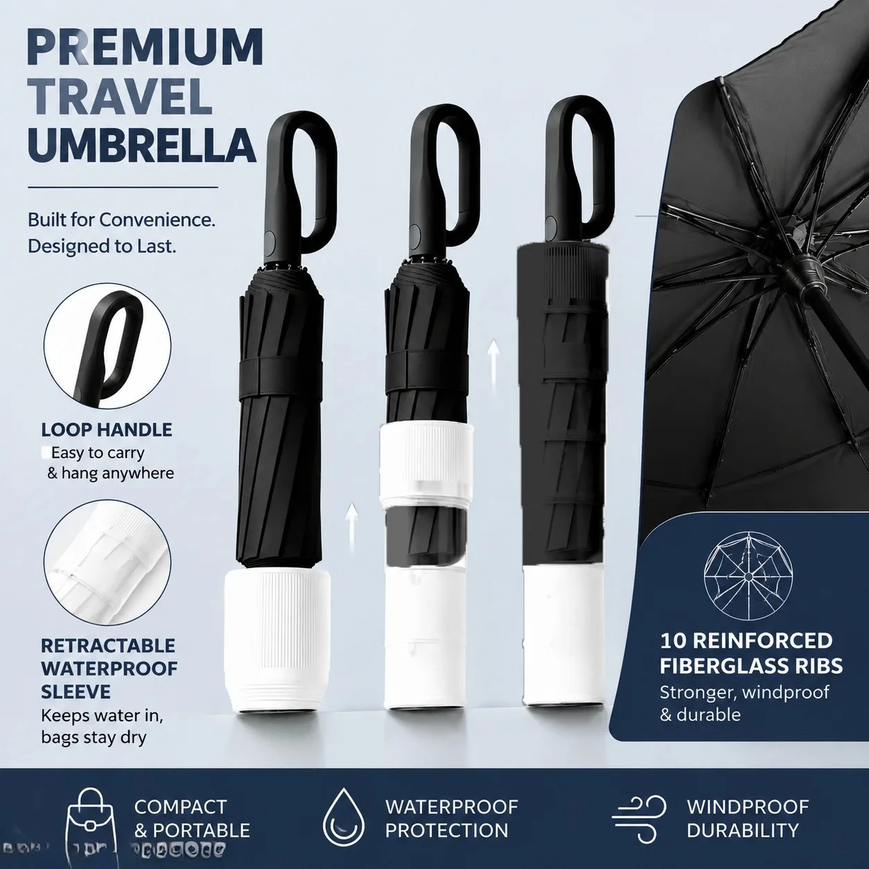 New Ten Double Skeleton Ring Buckle Handle Uv Umbrella with Waterproof Cover Automatic for Sun Rain Paraguas Car