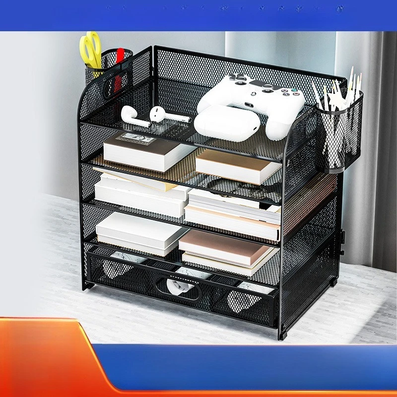 

Office Four-layer Desktop File Storage Rack Metal File Rack Drawer-type Text Storage Desk File Frame