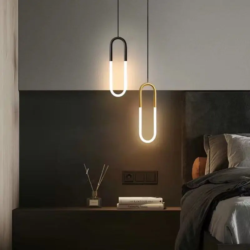 

Modern luster LED Ceiling pendent lights Nordic oval chandelier creative U-shaped tube pendant lamps decor interior lighting