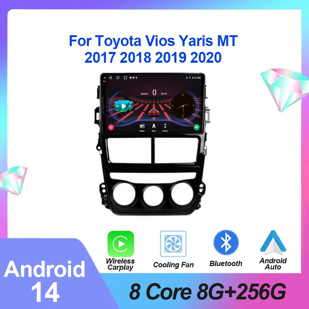 

Android 14 Carplay Auto For Toyota Vios Yaris MT 2017 2018 2019 2020 Car Radio Navigation GPS Multimedia Video Player