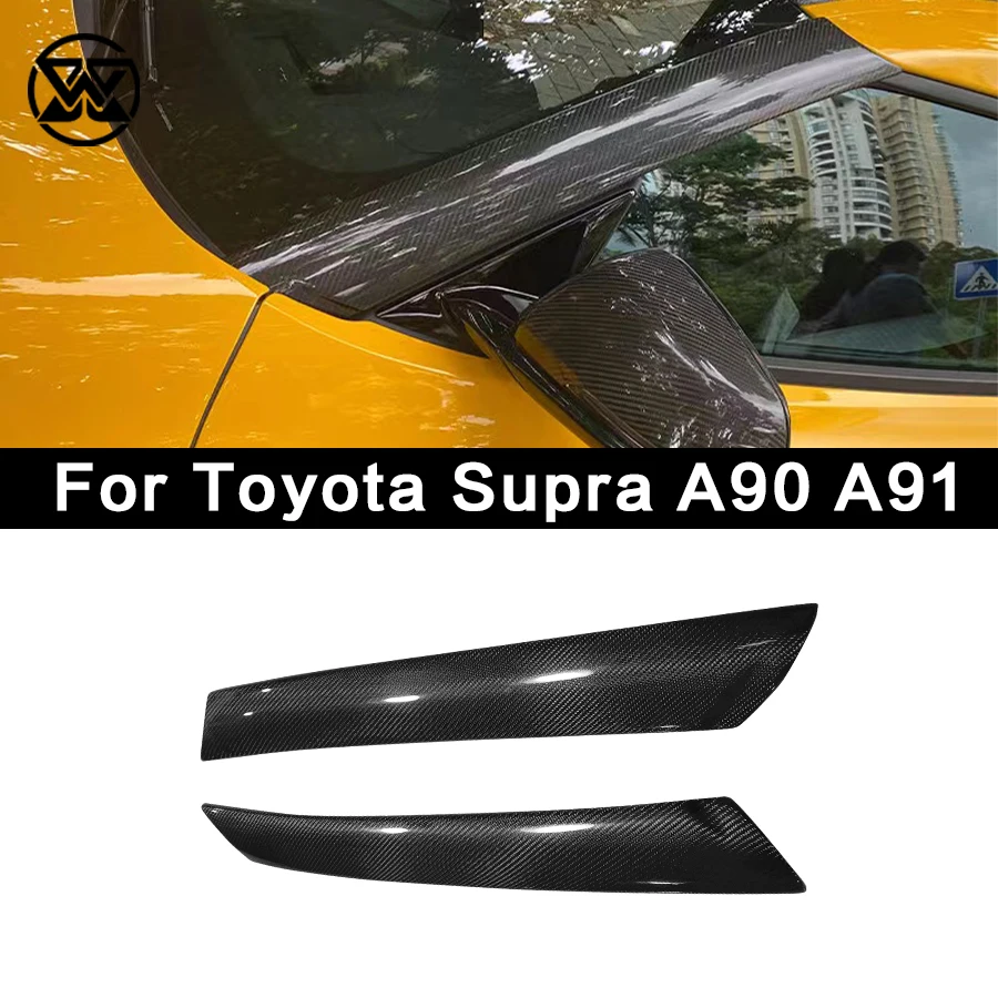 Dry Carbon Fiber Front Windshield Window Edge A-Pillar Trim Strip for 2019+ Toyota Supra GR A90 A91 MK5 Auto Exterior Upgrade