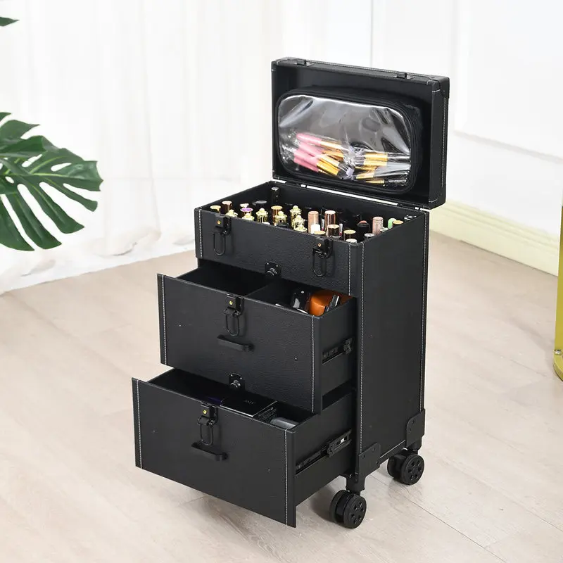 Manicurist pull rod cosmetic case portable large-capacity multi-layer follow-up beauty eyelash tattooing special toolbox