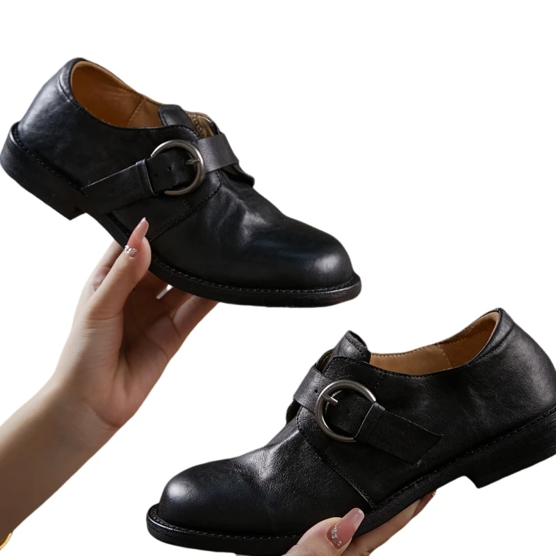 Loafers thick sole fashion bean shoes thick warm fur single shoes niche leather shoes