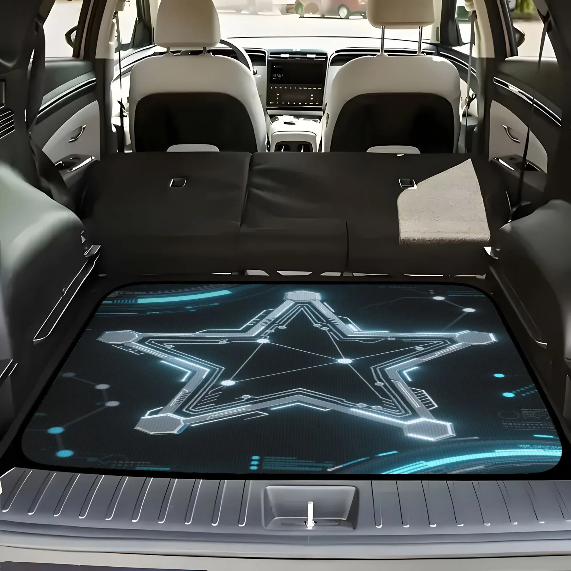 1pc, Cargo Liners 1pc Future Star Technology Glow Pattern Car Trunk Mat - All-Season Durable Cargo Liner, High-Quality Auto Acce