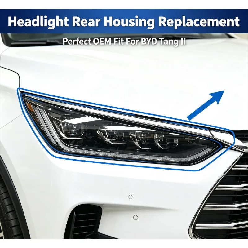 Moggic Headlight Rear Housing Base Shell For Tang 2nd Generation 2018 2019 2020 2021 Black Headlamp Back Base Replacement