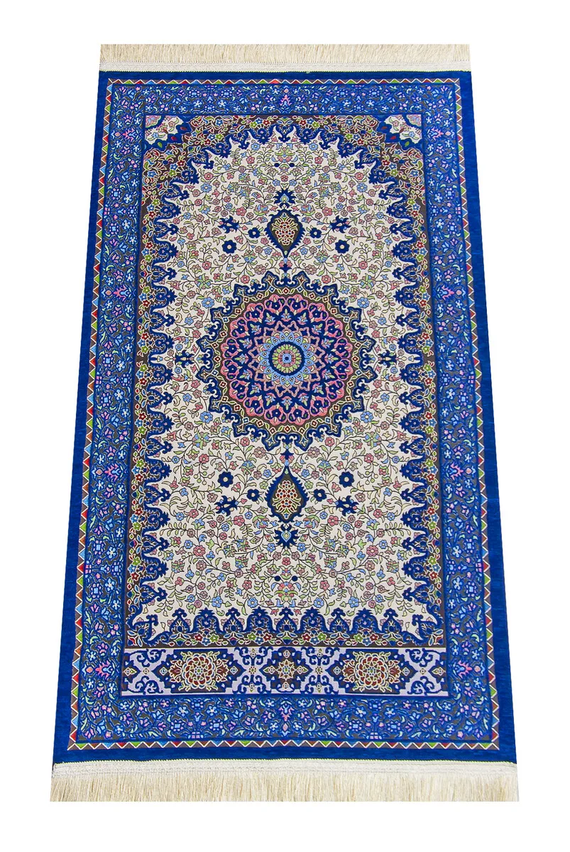 Authentic Ultra Chenille Prayer Mat BLUE Sheet of Muslim Islamic Prayer Mat Holy Quraan Islamic Mats