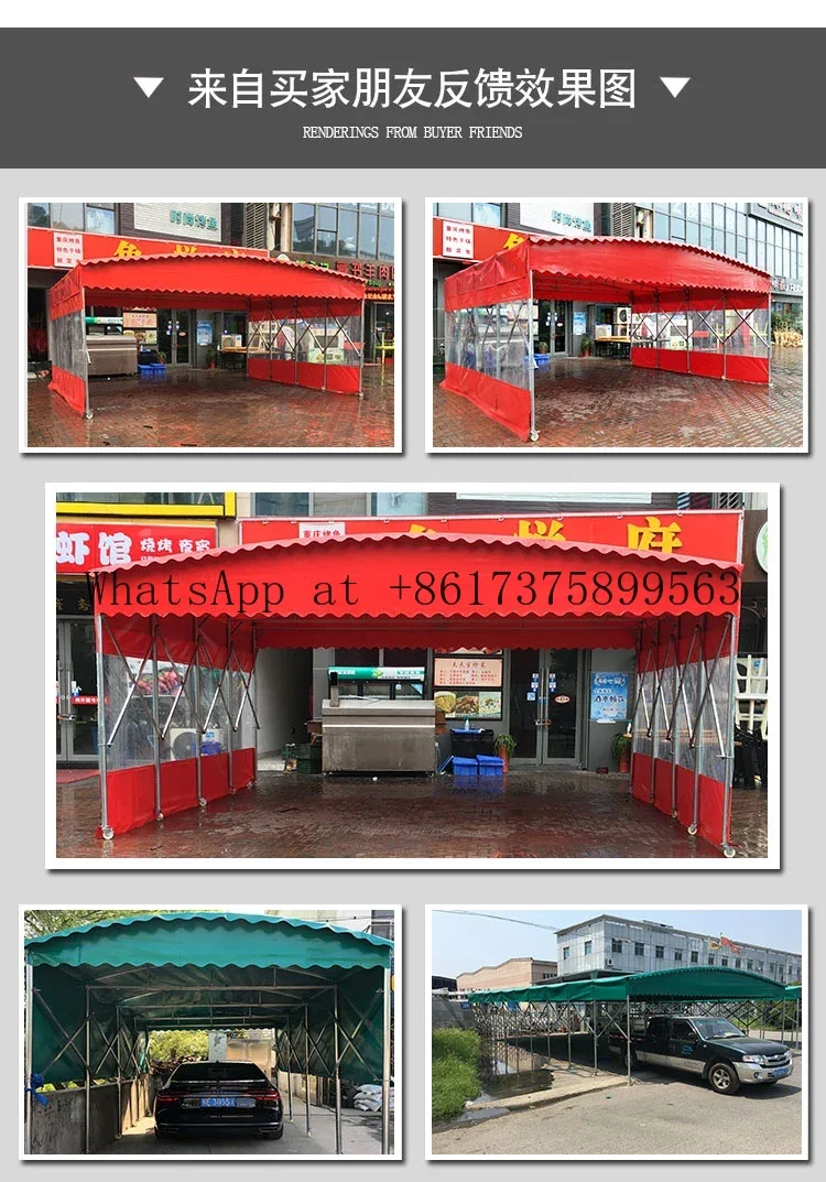 

Large Electric Mobile Sliding Canopy Shed, Rainproof Outdoor Retractable Tent for Car Parking & Construction Site Storage
