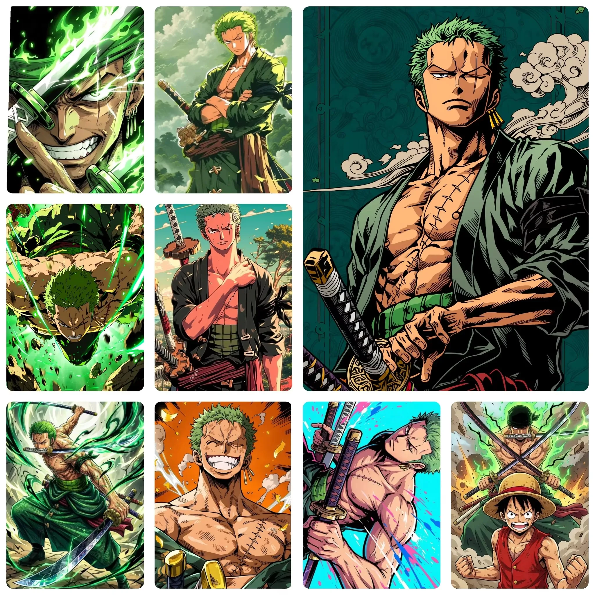 One Piece Roronoa Zoro Jigsaw Puzzles 500/1000/1200/2000PCS Dynamic Swordsman Anime With Green Blade Effects for Room Decor Gift