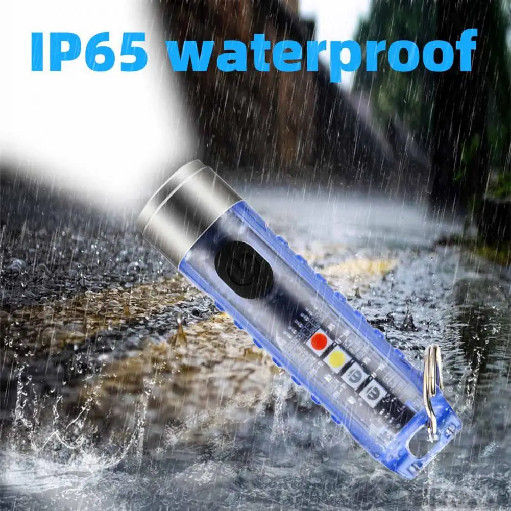 Keychain Flashlight High Brightness IP66 Waterproof Rechargeable One-Key Start USB Charging LED Torchlight Emergency Lamp