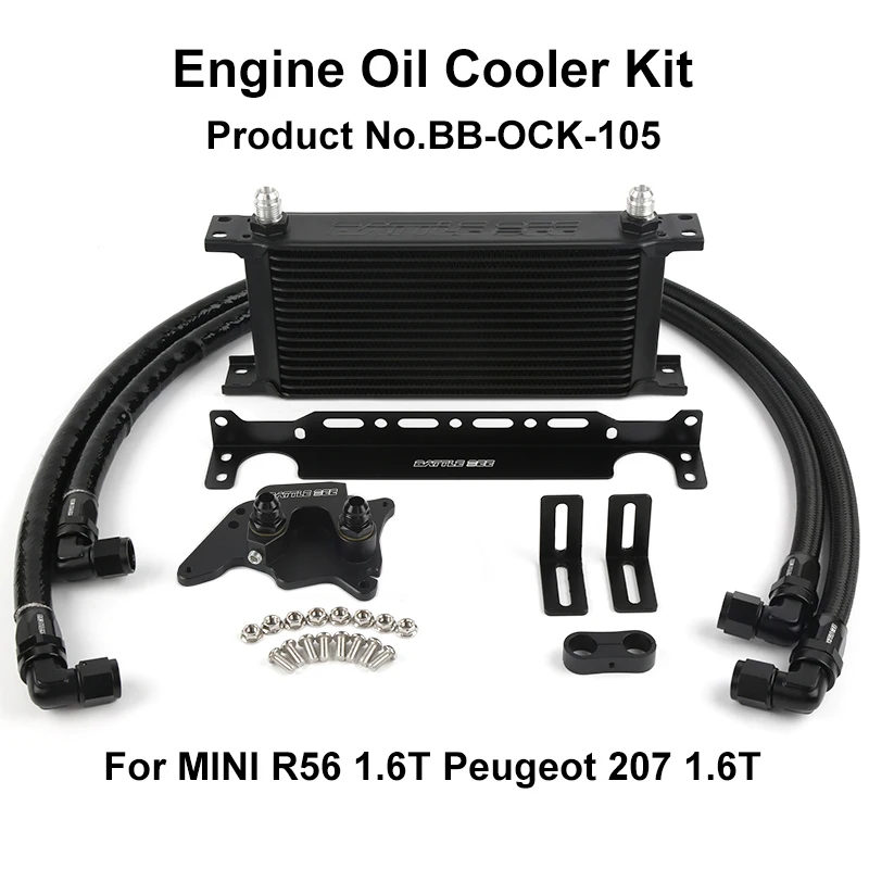 

14 Rows Oil Cooler Kit AN8 Engine Oil Filter Adapter with Nylon For MINI R56 N14B16 Peugeot 207 Oil Cooler Adapter BB-OCK-105