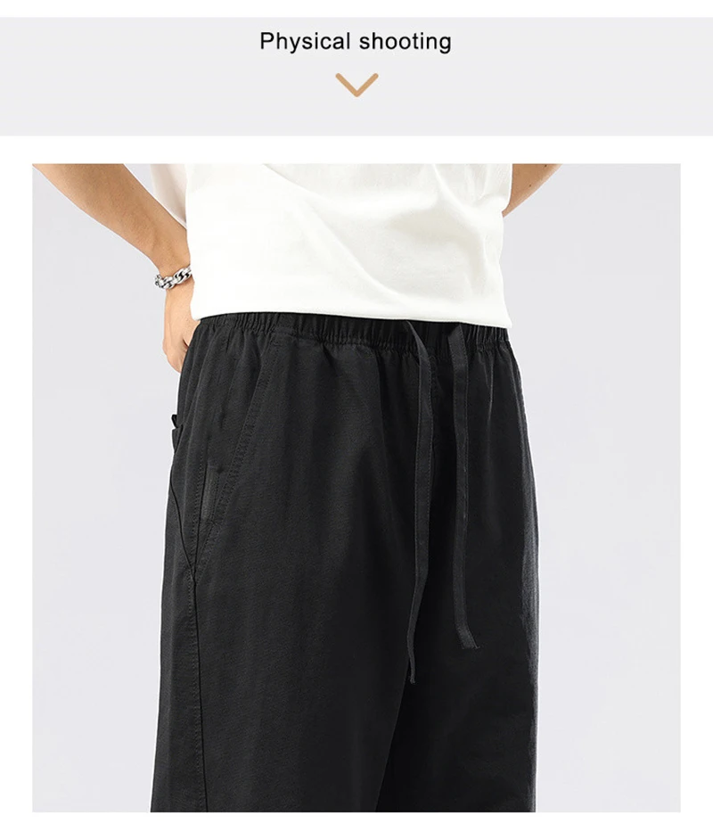 Мужские широкие повседневные брюки из 100% длинноволокнистого хлопка с завязками, свободная мужская одежда большого размера, удобная и мягкая