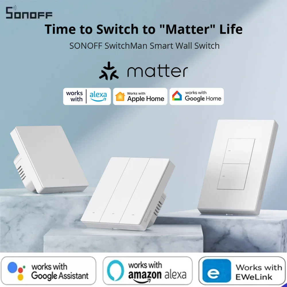

Sonoff M5 Matter 80/86/120 Wi-Fi умный настенный механический переключатель с голосовым управлением Homekit для Alexa Google Home Alice SmartThings Apple