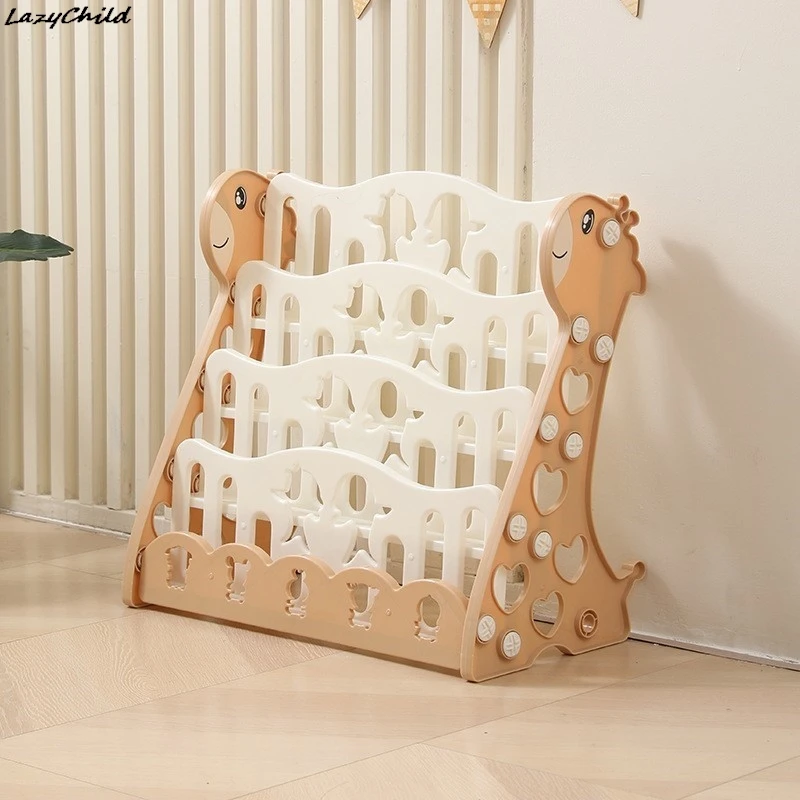 

Children's Bookshelf Simple Household Floor Standing Baby Toy Storage Rack Kindergarten Book Rack Plastic Cartoon Picture
