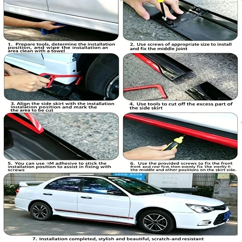 2.2M/86.6" Side Skirts Extension Rocker Panel Splitter For Mercedes Benz E Class W213 AMG Line 2016-2023 2017 2018 ABS Plastic view 5